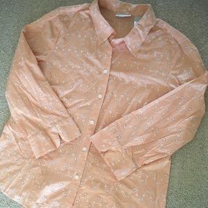 EUC Peach Button Up Eyelet Blouse
